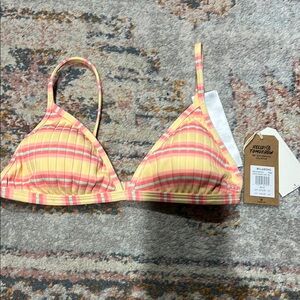 Yellow and Pink Striped Bikini Top
